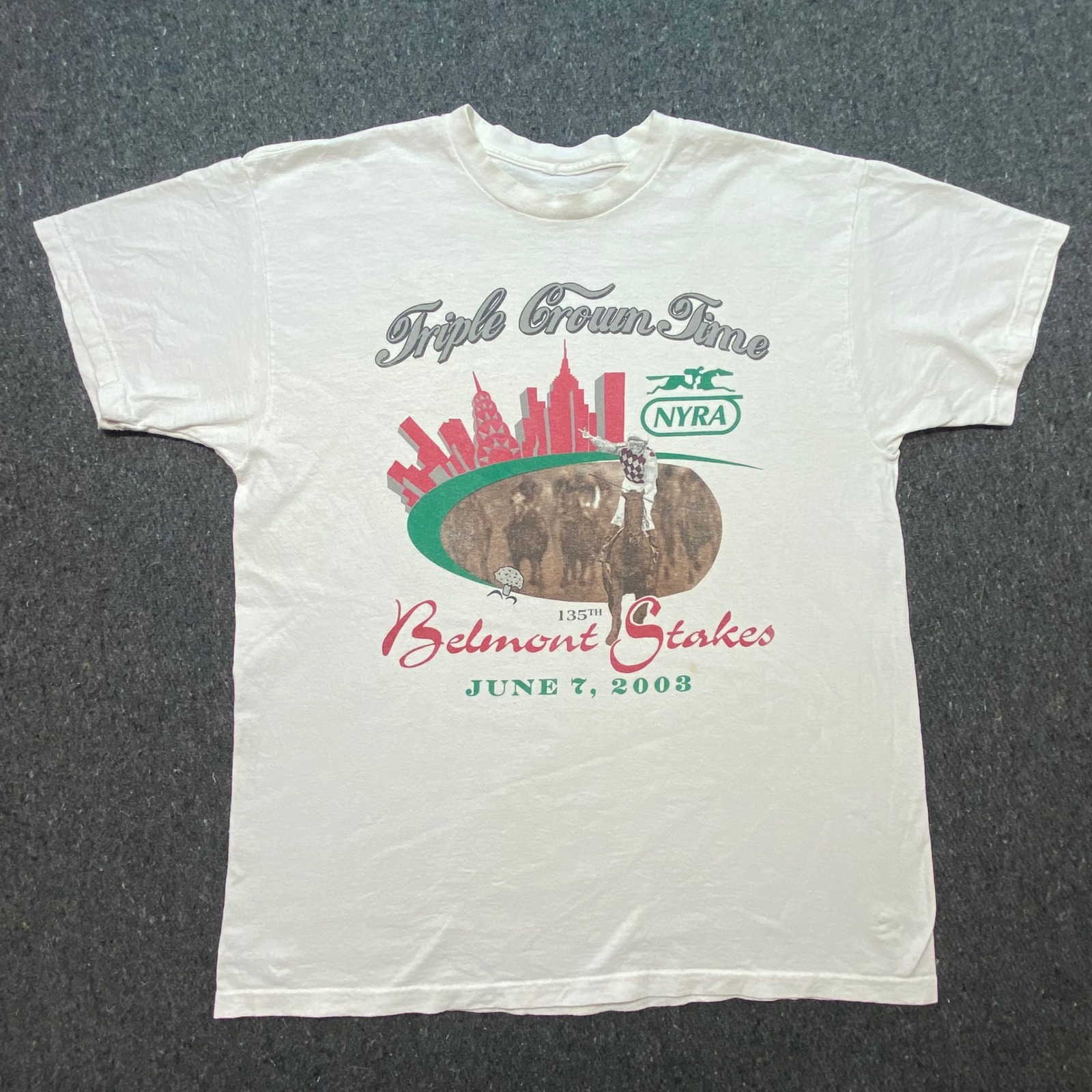 Belmont Stakes T Shirt Xl Mens White 2003 Horse Racing Triple Crown Graphic Tee